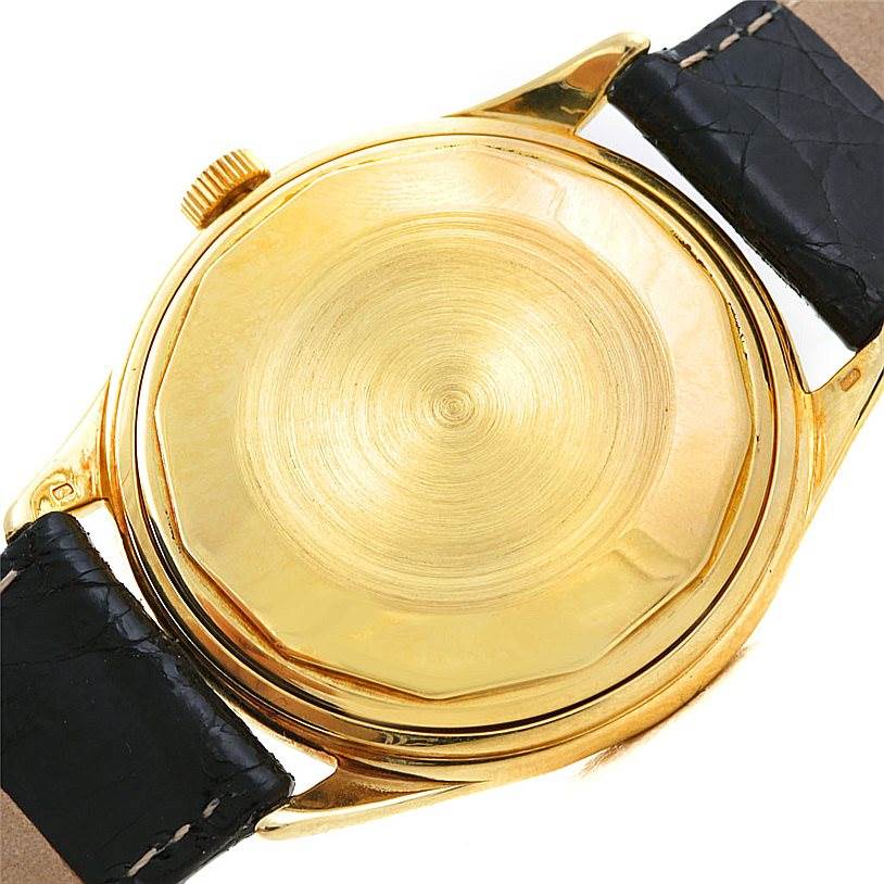 The image shows the back case, lugs, and a portion of the strap of a Vintage Vacheron Constantin watch.