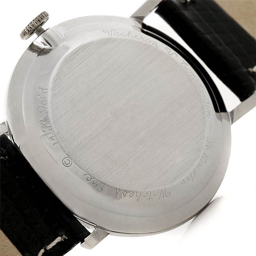 The image shows the back case, crown, and lugs of a Vintage Vacheron Constantin watch.