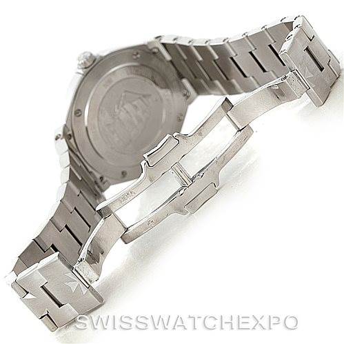 This image shows the back case and bracelet clasp of the Vacheron Constantin Overseas 25750 Women's Stainless Steel Mother of Pearl Dial 25750 Women's Stainless Steel Mother of Pearl Dial watch.