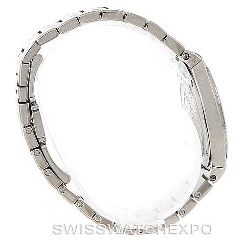 The image shows a side profile of the Vacheron Constantin Overseas 25750 Women's Stainless Steel Mother of Pearl Dial 25750 Women's Stainless Steel Mother of Pearl Dial watch, highlighting its case and bracelet.