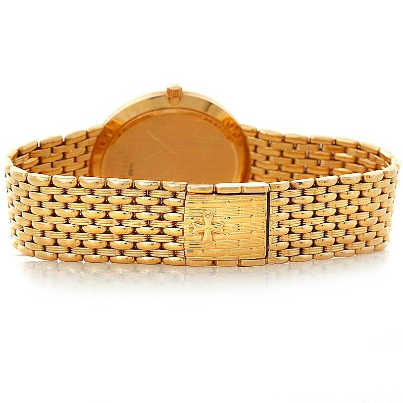 The image shows the backside and bracelet of a Vintage Vacheron Constantin watch, focusing on the clasp and case back.