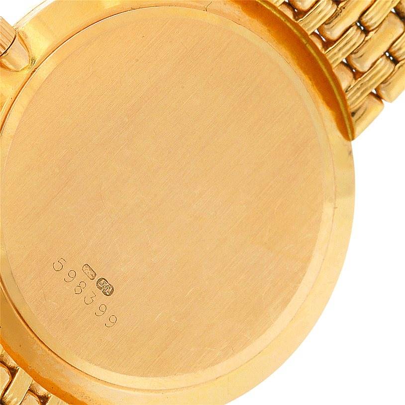 This image shows the case back and part of the bracelet of a Vintage Vacheron Constantin watch.