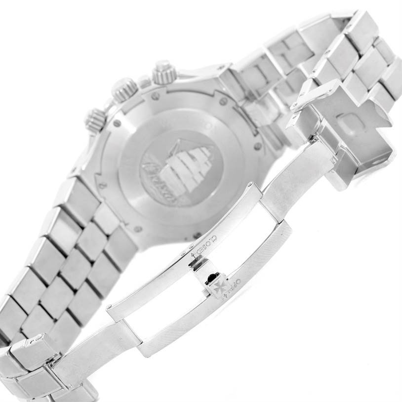 This image shows the back case and clasp of the Vacheron Constantin Overseas 49140/423A-8790 Men's Stainless Steel Silver Dial 49140/423A-8790 Men's Stainless Steel Silver Dial watch.