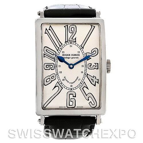 The image shows a front view of the Roger Dubuis Men's White Gold White Dial Men's White Gold White Dial Bulletin D'Observatoire 18K white gold Watch 24/28, featuring its dial and case.