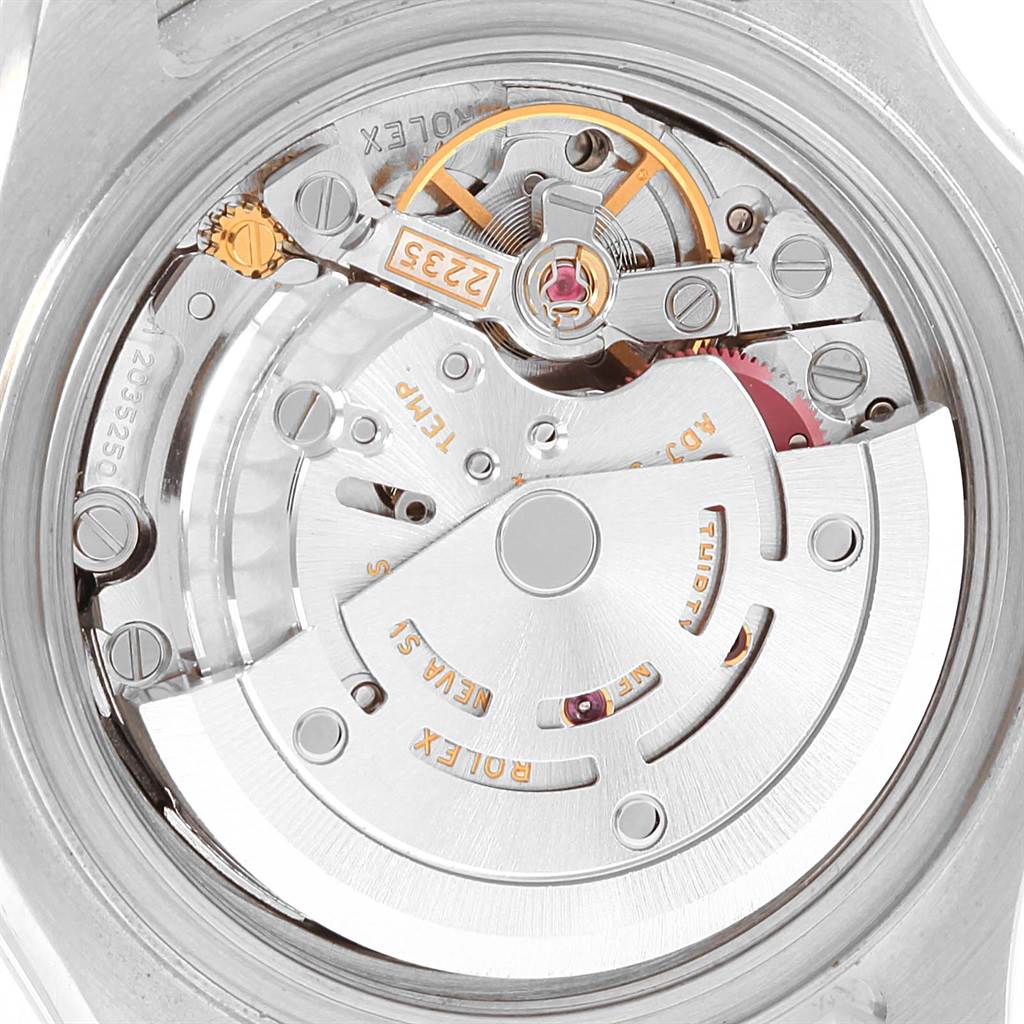 This image shows a close-up of the internal movement mechanism of a Rolex Yacht-Master 169622 Women's Stainless Steel Silver Dial 169622 Women's Stainless Steel Silver Dial watch.