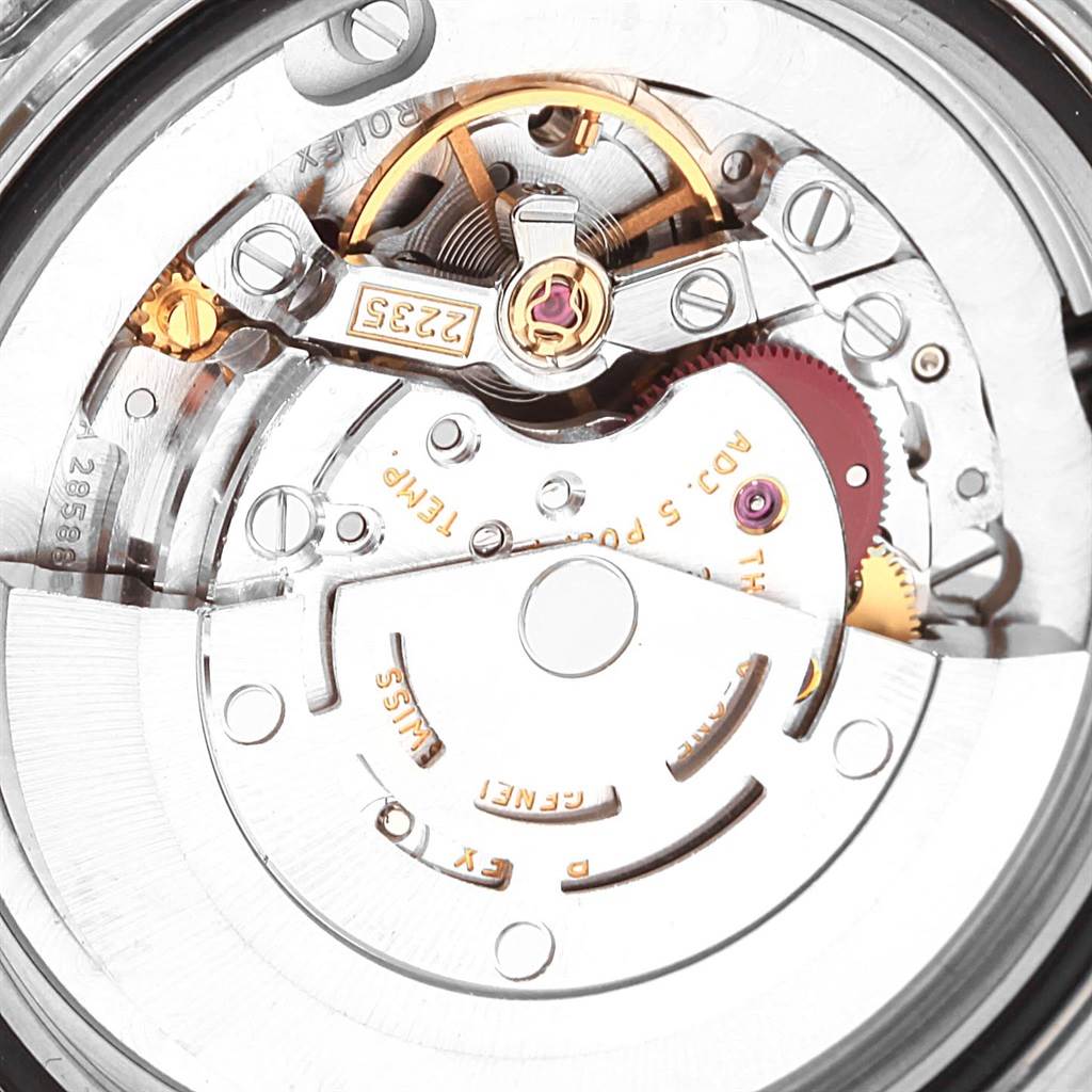 This close-up image shows the movement and internal mechanism of the Rolex Yacht-Master 168622 Stainless Steel Silver Dial 168622 Stainless Steel Silver Dial watch.