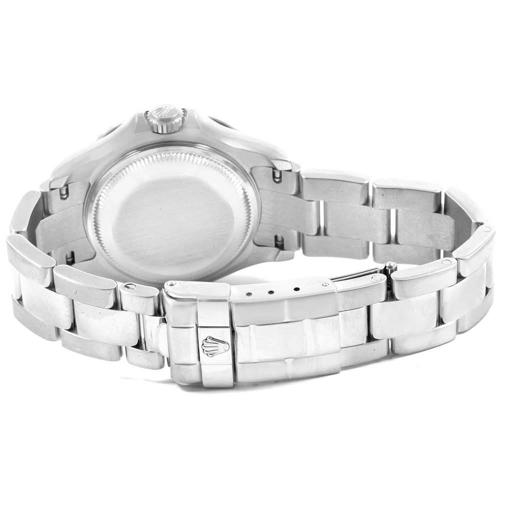 The image shows the back case and bracelet of a Rolex Yacht-Master 169622 Women's Stainless Steel Silver Dial 169622 Women's Stainless Steel Silver Dial watch from a rear angle.