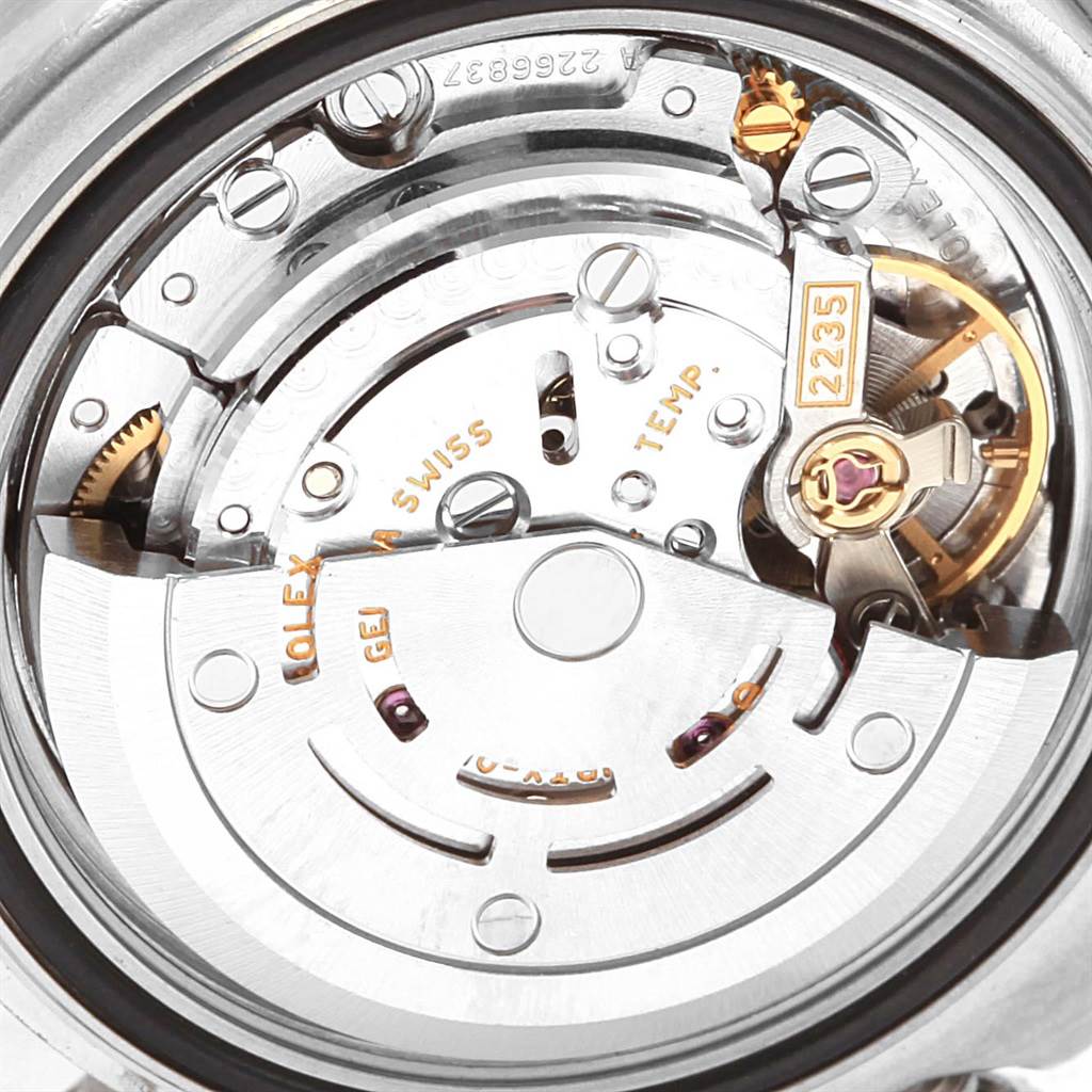 The image shows the movement mechanism of a Rolex Yacht-Master 169622 Women's Stainless Steel Silver Dial 169622 Women's Stainless Steel Silver Dial watch, featuring its intricate inner workings.