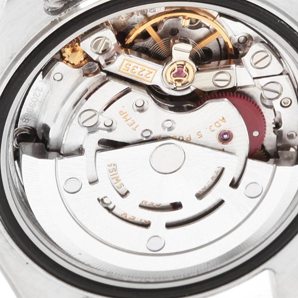 The image shows the internal movement mechanism of a Rolex Yacht-Master 169623 Women's Steel and Gold (two tone) Mother of Pearl Dial 169623 Women's Steel and Gold (two tone) Mother of Pearl Dial watch from a close-up, back angle.