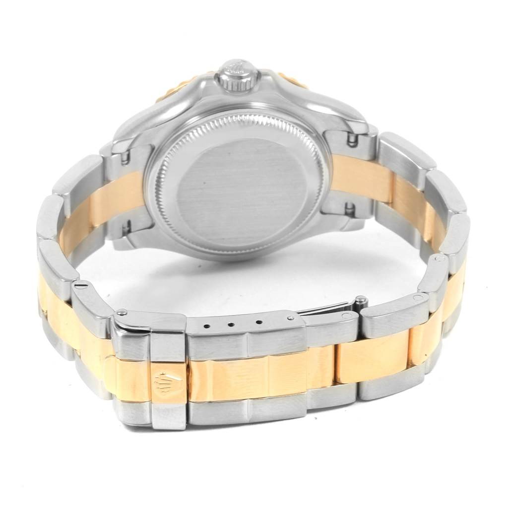 The image shows the back and part of the bracelet of a Rolex Yacht-Master 169623 Men
s Steel and Gold (two tone) Grey Dial 169623 Men
s Steel and Gold (two tone) Grey Dial watch.