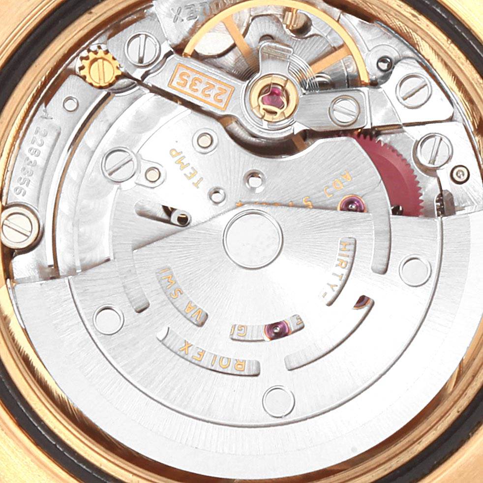 This image shows the movement mechanism of a Rolex Yacht-Master 169628 Women's Yellow Gold White Dial 169628 Women's Yellow Gold White Dial watch from a close-up angle.