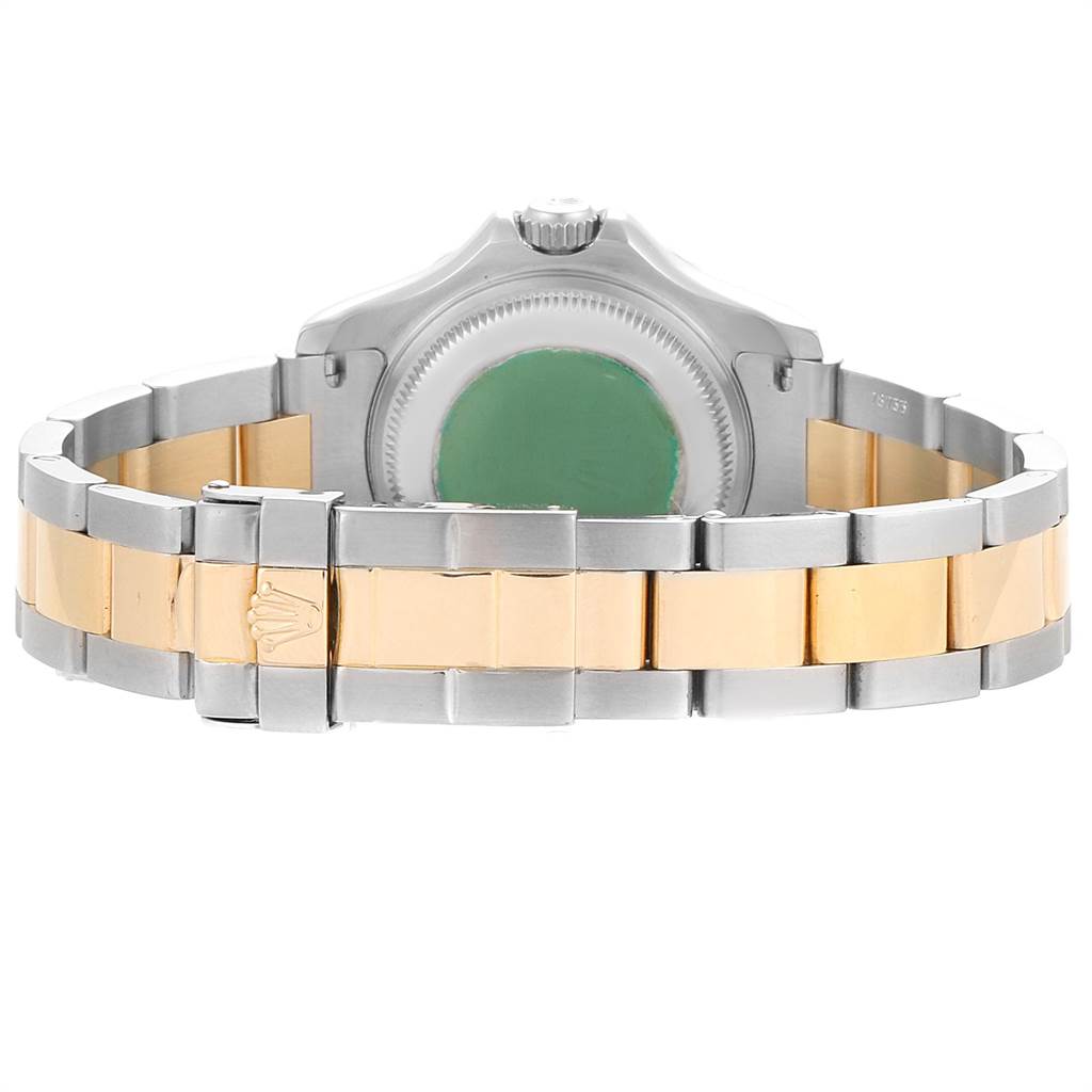 The image shows the back view of a Rolex Yacht-Master 169623 Steel and Gold (two tone) White Dial 169623 Steel and Gold (two tone) White Dial watch, highlighting its bracelet and case back.