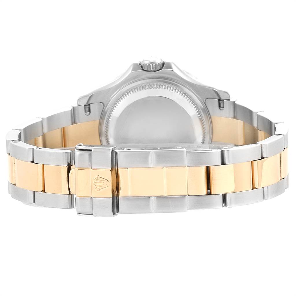 This image shows the back and bracelet of a Rolex Yacht-Master 169623 Women's Steel and Gold (two tone) Blue Dial 169623 Women's Steel and Gold (two tone) Blue Dial watch, highlighting its two-tone metal design.