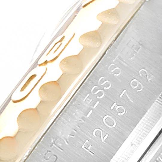 Close-up view showing the bezel and engraved numbers on a Rolex Yacht-Master 169623 Women's Steel and Gold (two tone) Blue Dial 169623 Women's Steel and Gold (two tone) Blue Dial watch.