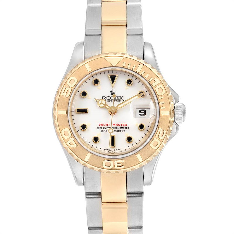 Rolex Yachtmaster 29 Steel Yellow Gold White Dial Ladies Watch 169623 SwissWatchExpo