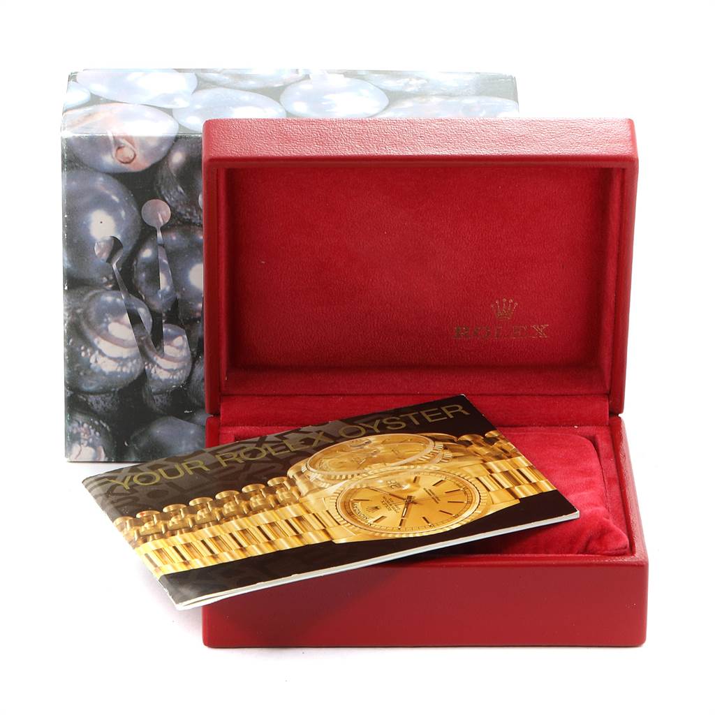 The image displays an open red box for a Rolex Yacht-Master 169623 Women's Steel and Gold (two tone) White Dial 169623 Women's Steel and Gold (two tone) White Dial watch, along with its booklet and exterior packaging.