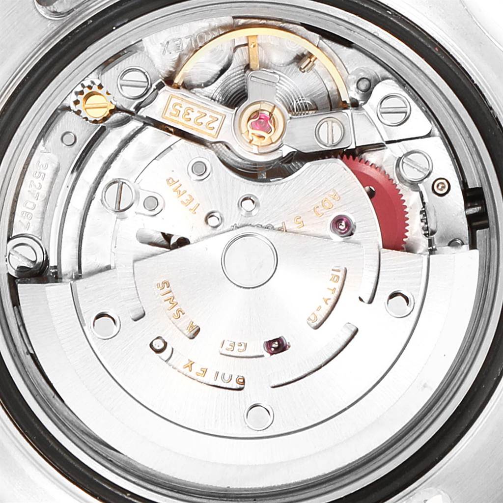 The image shows a close-up view of the movement and internal components of a Rolex Yacht-Master 169622 Women
s Stainless Steel Silver Dial 169622 Women
s Stainless Steel Silver Dial watch.