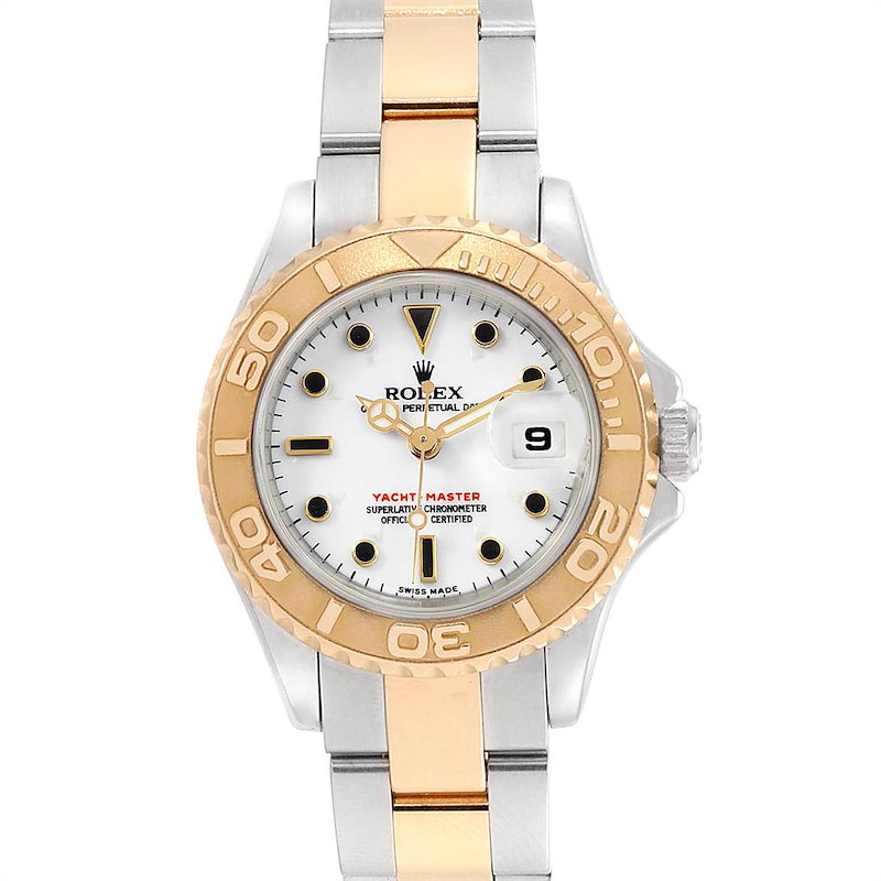 Rolex Yachtmaster 29 Steel Yellow Gold White Dial Ladies Watch 169623 SwissWatchExpo
