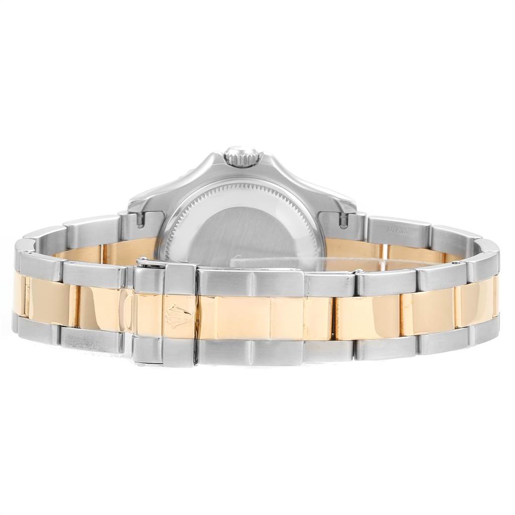 The image shows the back and bracelet of a Rolex Yacht-Master 169623 Women's Steel and Gold (two tone) White Dial 169623 Women's Steel and Gold (two tone) White Dial watch in a two-tone metal finish.