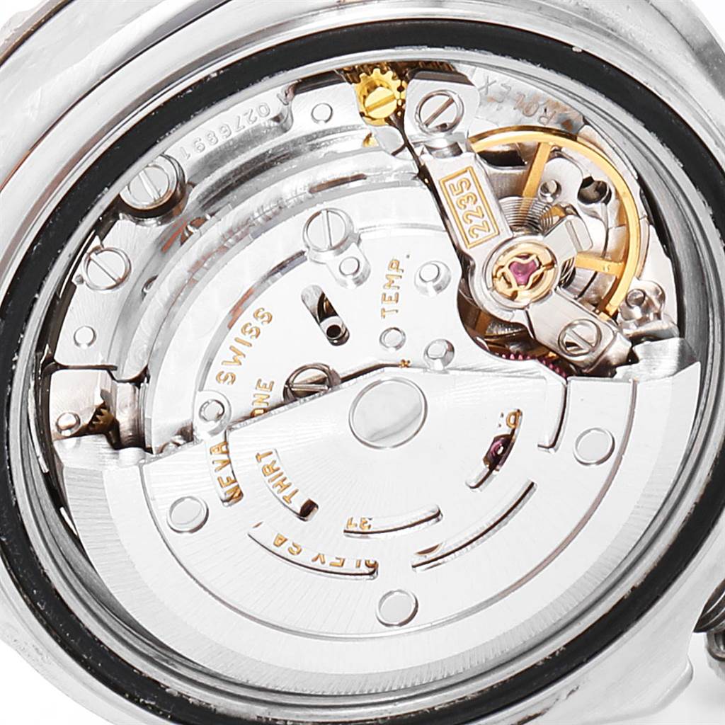 This close-up image shows the internal movement parts of a Rolex Yacht-Master 169622 Women's Stainless Steel Silver Dial 169622 Women's Stainless Steel Silver Dial watch.