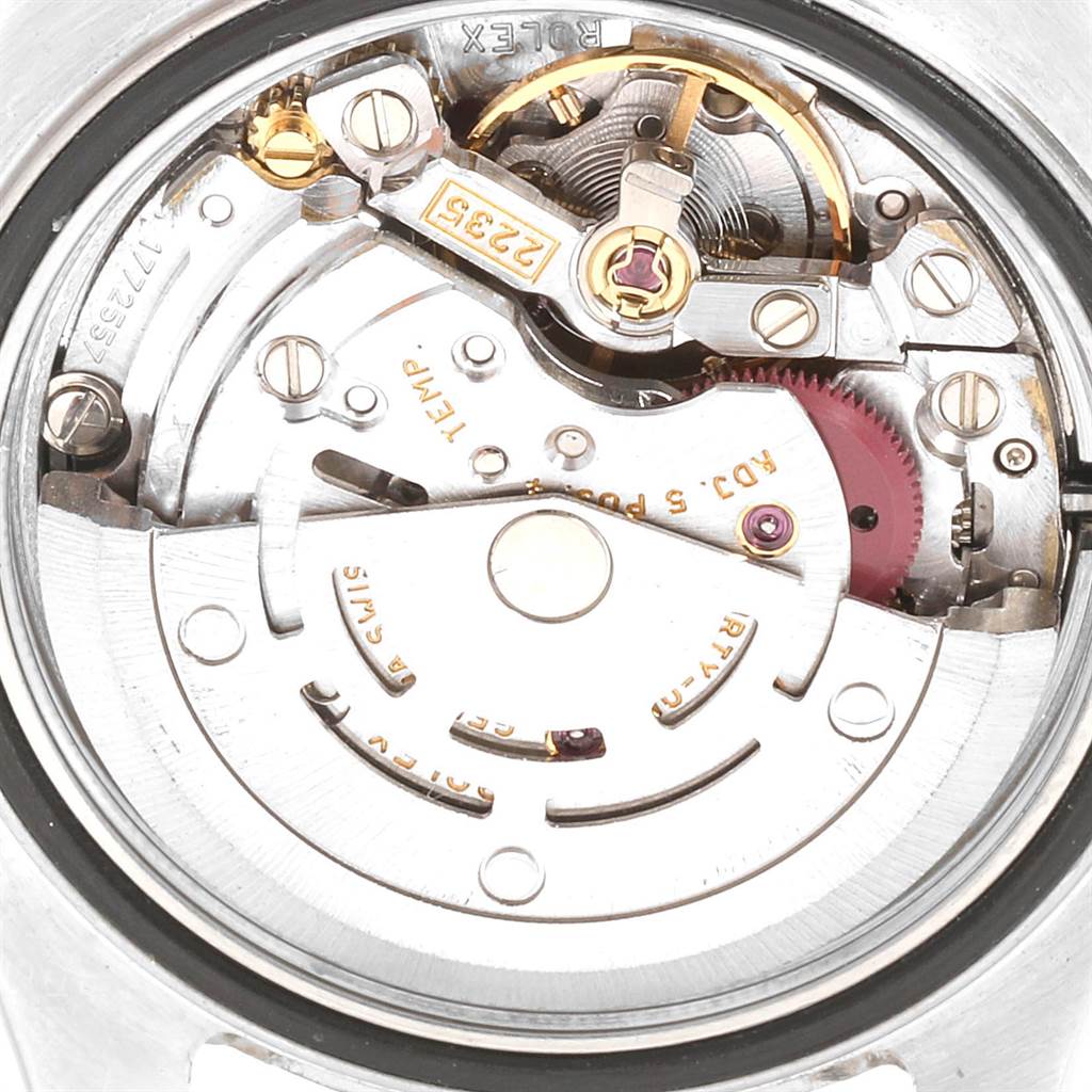 The image shows the movement mechanism of a Rolex Yacht-Master 169622 Women
s Stainless Steel Silver Dial 169622 Women
s Stainless Steel Silver Dial watch, viewed from the back.