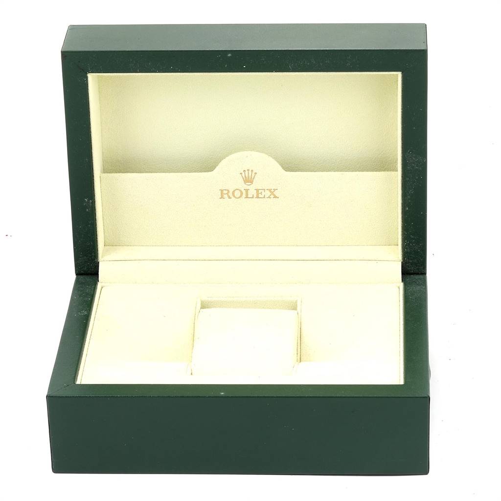 This image shows an open Rolex watch box designed for the Yacht-Master model, displaying the empty interior.