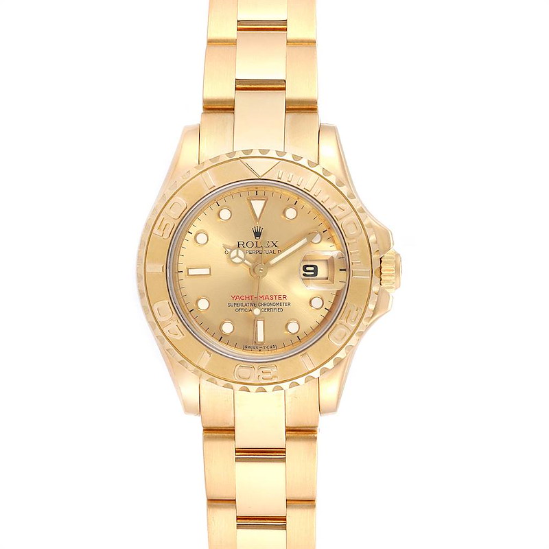 Rolex Yachtmaster 29 Yellow Gold Ladies Watch 69628 Box Papers SwissWatchExpo