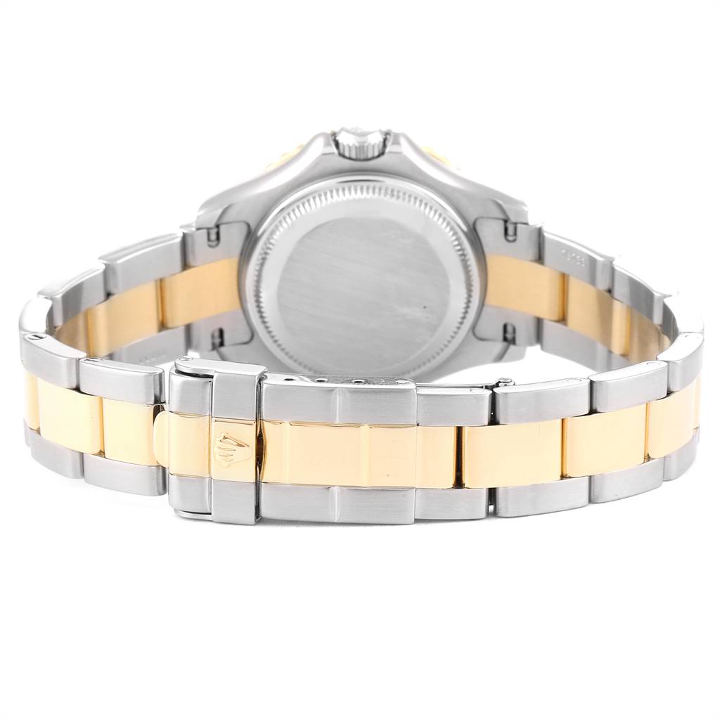 This image shows the back case and bracelet of a Rolex Yacht-Master 169623 Women's Steel and Gold (two tone) White Dial 169623 Women's Steel and Gold (two tone) White Dial watch in a dual-tone design.