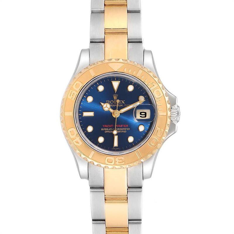 Rolex Yachtmaster Steel Yellow Gold Blue Dial Ladies Watch 69623 SwissWatchExpo