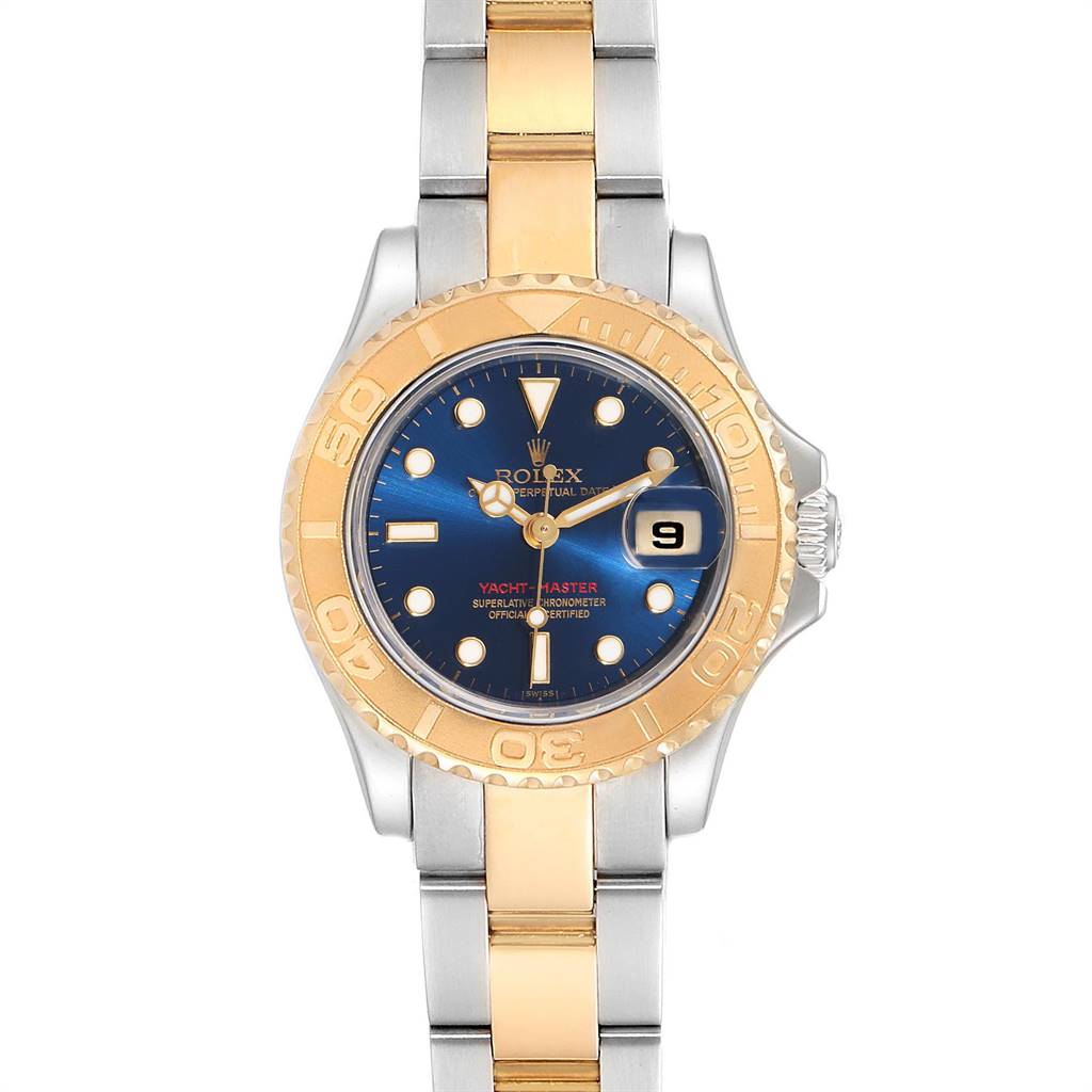 Rolex Yachtmaster 29mm Steel Yellow Gold Blue Dial Ladies Watch 69623