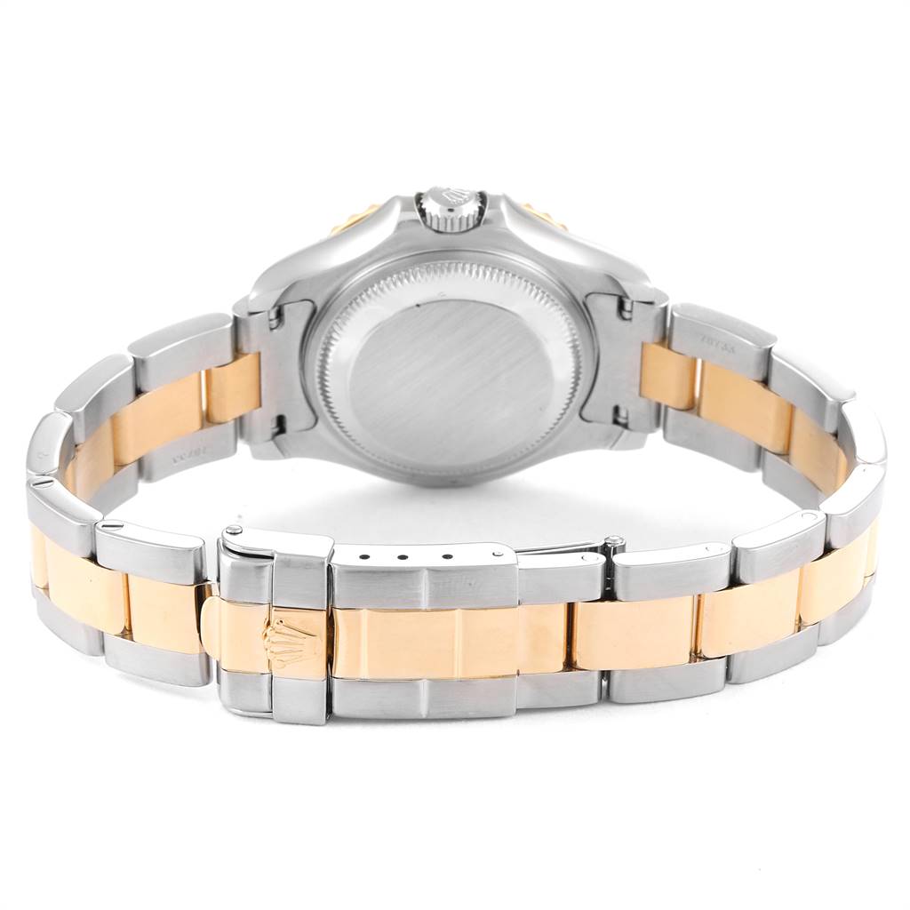This image shows the back case and bracelet of a Rolex Yacht-Master 69623 Women's Steel and Gold (two tone) Grey Dial 69623 Women's Steel and Gold (two tone) Grey Dial watch, viewed from the rear angle.