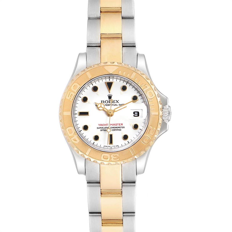 Rolex Yachtmaster Steel Yellow Gold White Dial Ladies Watch 69623 SwissWatchExpo