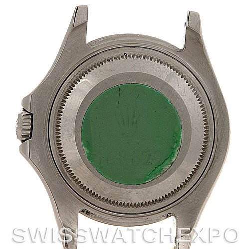 This image shows the back case of a Rolex Yacht-Master 168622 Stainless Steel Silver Dial 168622 Stainless Steel Silver Dial watch, displaying the crown logo and case back details.