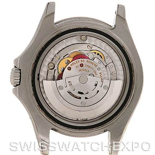 The image shows the back of a Rolex Yacht-Master 168622 Stainless Steel Silver Dial 168622 Stainless Steel Silver Dial watch, featuring its internal mechanical movement and rotor.