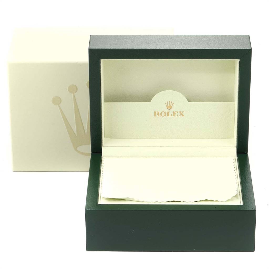 The image shows an open Rolex Yacht-Master 69623 Women
s Steel and Gold (two tone) White Dial 69623 Women
s Steel and Gold (two tone) White Dial box with both the inner and outer packaging visible.