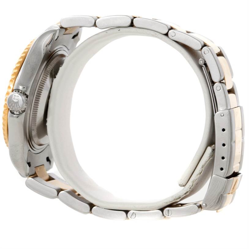 This image shows a side view of a Rolex Yacht-Master 68623 Men's Stainless Steel Grey Dial 68623 Men's Stainless Steel Grey Dial watch, highlighting the crown, bezel, and bracelet.