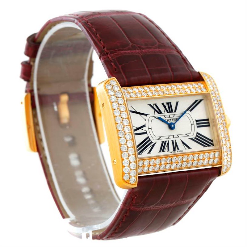 Cartier Tank Divan Large 18K Yellow Gold Diamond Watch WA301170 SwissWatchExpo