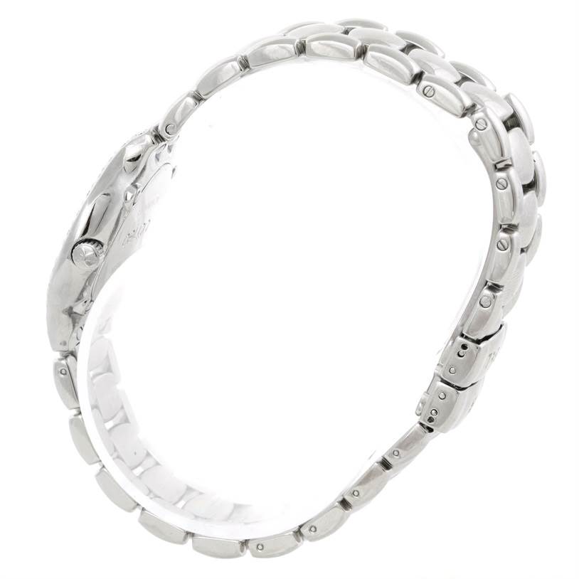 This image shows a side profile and partial view of the bracelet for the Ebel E9157428-20 Women's Stainless Steel Mother of Pearl Dial E9157428-20 Women's Stainless Steel Mother of Pearl Dial Beluga Ladies Steel Mother of Pearl Diamond Watch E9157428-20.