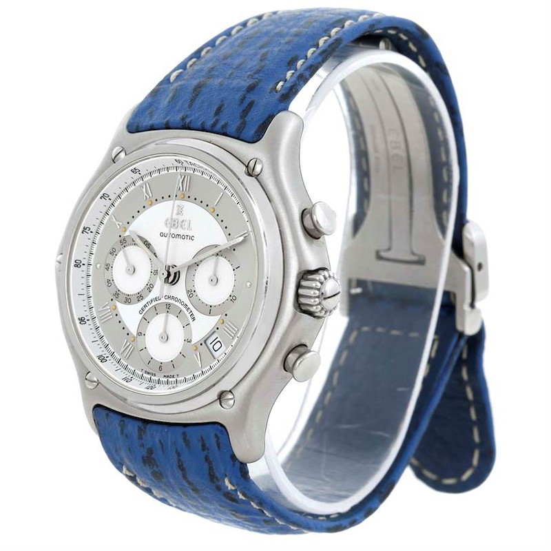 Ebel Le Modulor Automatic Chronograph Blue Strap Watch 9137241 Box Papers SwissWatchExpo