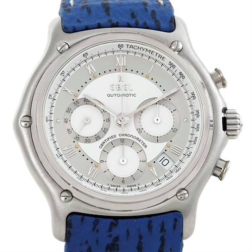 Photo of Ebel Le Modulor Automatic Chronograph Blue Strap Watch 9137241 Box Papers
