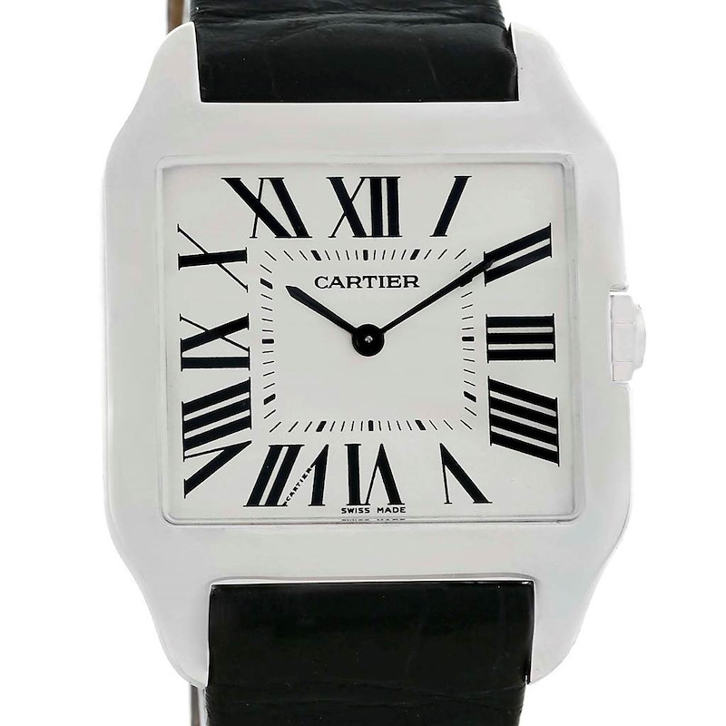 Cartier Santos Dumont Mens 18k White Gold Manual Watch W2007051 SwissWatchExpo