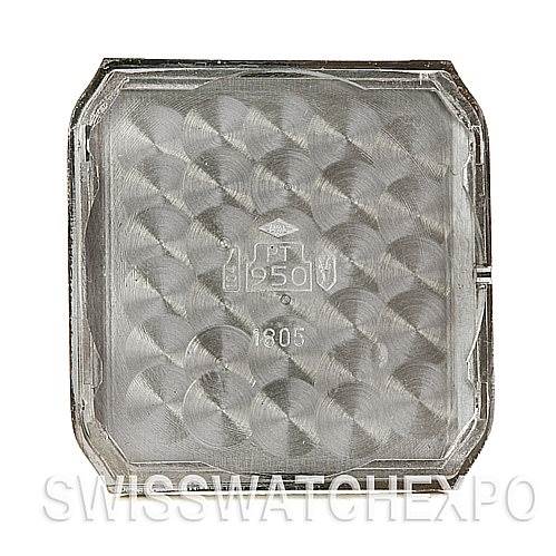 This is the case back cover of a Cartier Santos Dumont 15751 Platinum White Dial 15751 Platinum White Dial watch shown from the inner side.