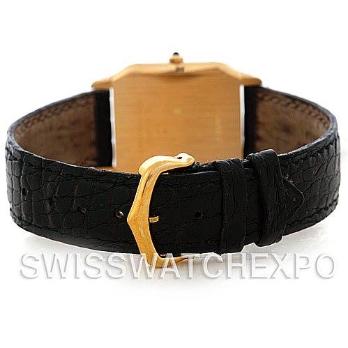 This image shows the back view of a Santos Dumont model by Cartier, highlighting the strap and buckle.