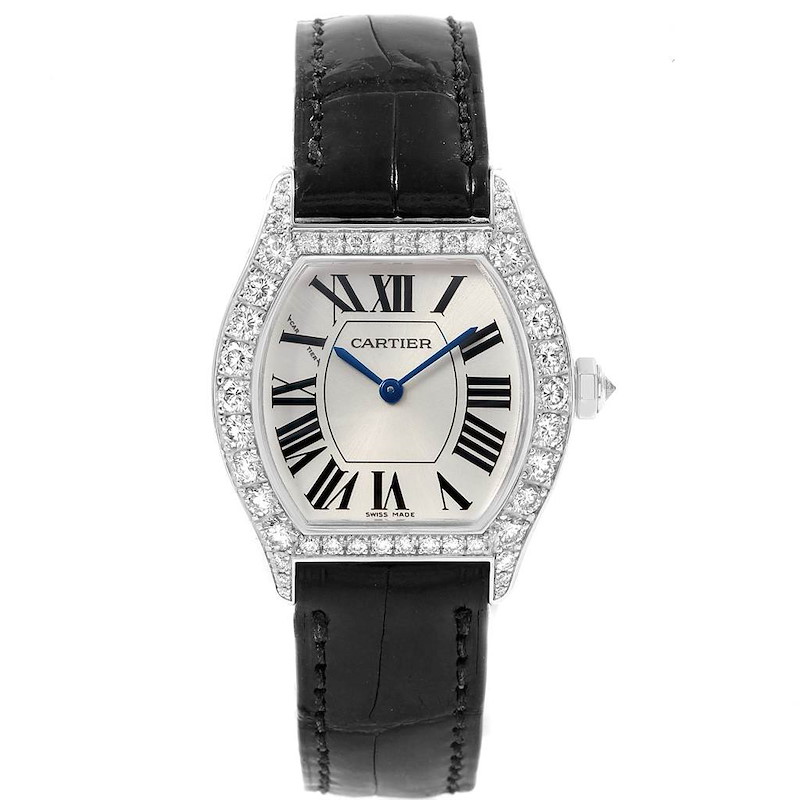 Cartier Tortue 18K White Gold Diamond Ladies Watch WA507231 Box Papers SwissWatchExpo