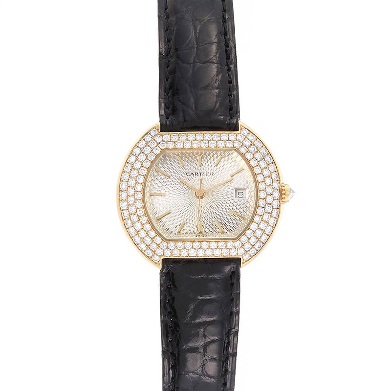 Cartier Ellipse 18K Yellow Gold Diamond Silver Dial Ladies Watch 1481 SwissWatchExpo