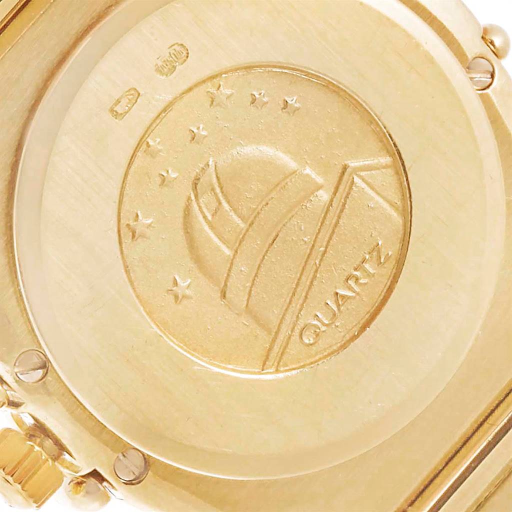 The image shows the back case of the Omega 1164.75.00 Women's Yellow Gold Black Dial 1164.75.00 Women's Yellow Gold Black Dial Constellation 18K Yellow Gold Diamond Ladies Watch 1164.75.00.