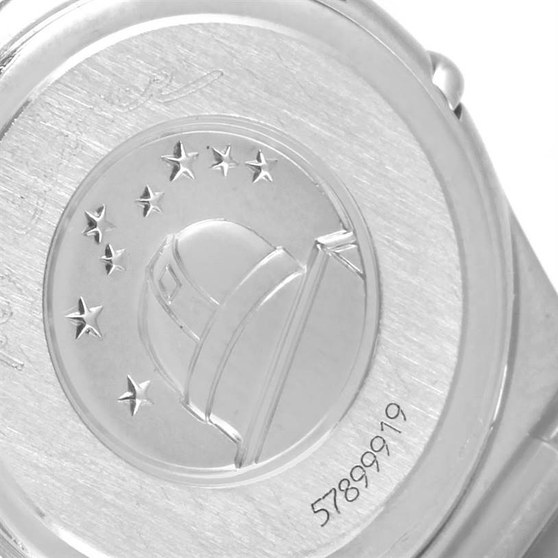 This image shows the back case of the Omega 1465.51.00 Women
s Stainless Steel Black Dial 1465.51.00 Women
s Stainless Steel Black Dial Constellation My Choice Mini Ladies Diamond Watch 1465.51.00 model.