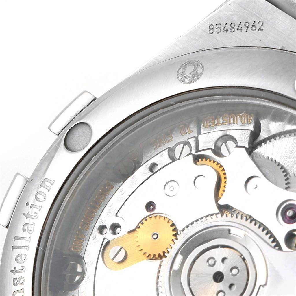 The image shows a close-up of the movement mechanism
s back of the Omega 123.10.35.20.52.002 Women
s Stainless Steel Silver Dial 123.10.35.20.52.002 Women
s Stainless Steel Silver Dial Constellation Steel Diamond Ladies Watch 123.10.35.20.52.002.