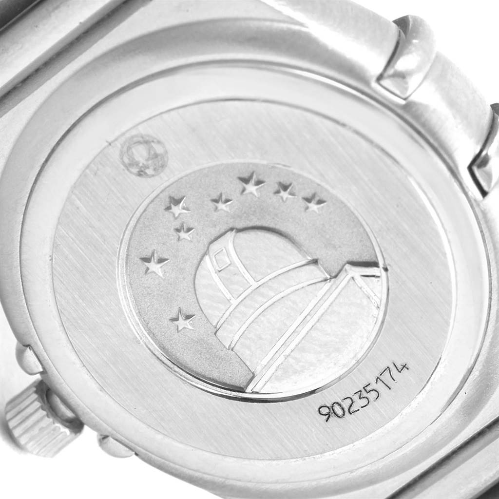 This image shows the back casing of the Omega 1460.75.00 Women
s Stainless Steel Mother of Pearl Dial 1460.75.00 Women
s Stainless Steel Mother of Pearl Dial Constellation 95 Mini MOP Diamonds Ladies Watch 1460.75.00.