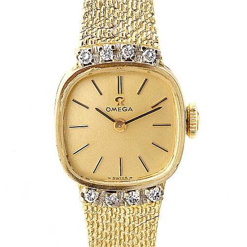 Omega Vintage Ladies 14k Yellow Gold Diamond Watch SwissWatchExpo